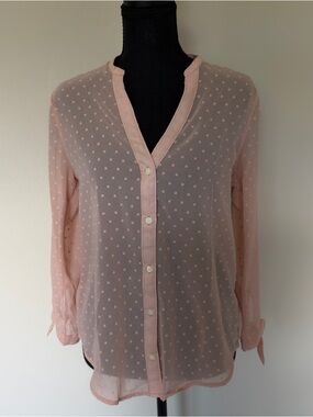 Abercrombie & Fitch Pale Pink Sheer Dot Button-Down Shirt